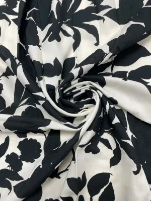 1 YD Viscose - Off White with Black Flowers