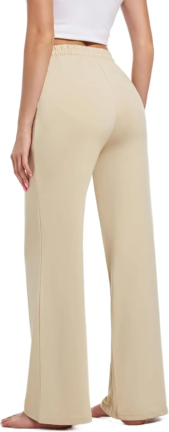 3 Pack Womens Yoga Sweatpants Wide Leg Lounge Pajamas Pants Drawstring Workout Comfy Joggers Sweatpants Pants Pockets