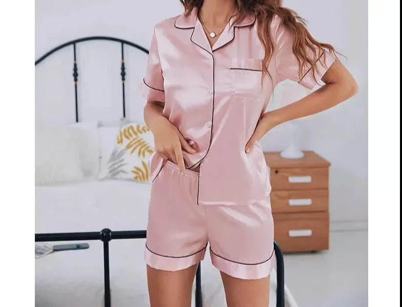 A&A Silk Satin Pajama Loungewear Shorts Set