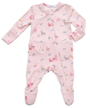 Angel Dear Pink Llama Ruffle Back Zipper Footie
