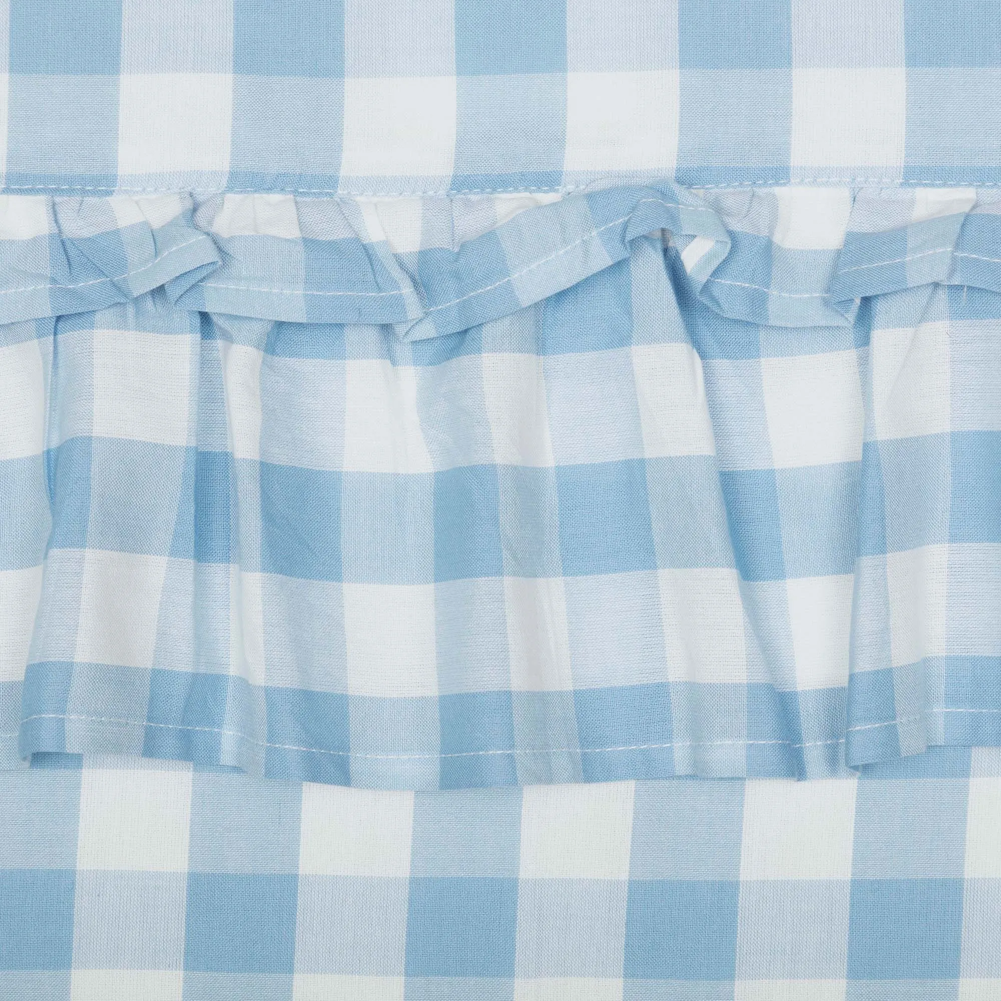 Annie Buffalo Blue Check Ruffled Short Panel Set of 2 63x36