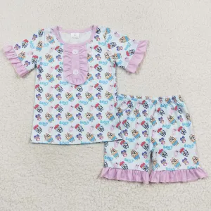 Baby Girls Pajamas Dogs Pink Top Shorts Pajamas Sleepwear Sets GSSO1363