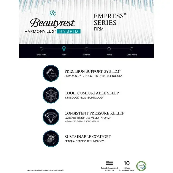 Beautyrest Harmony Lux Hybrid Empress Series Firm 13.5 Inch Mattress