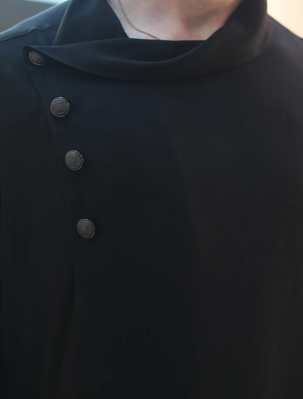 BLACK FALL COLLAR KURTA PAJAMA