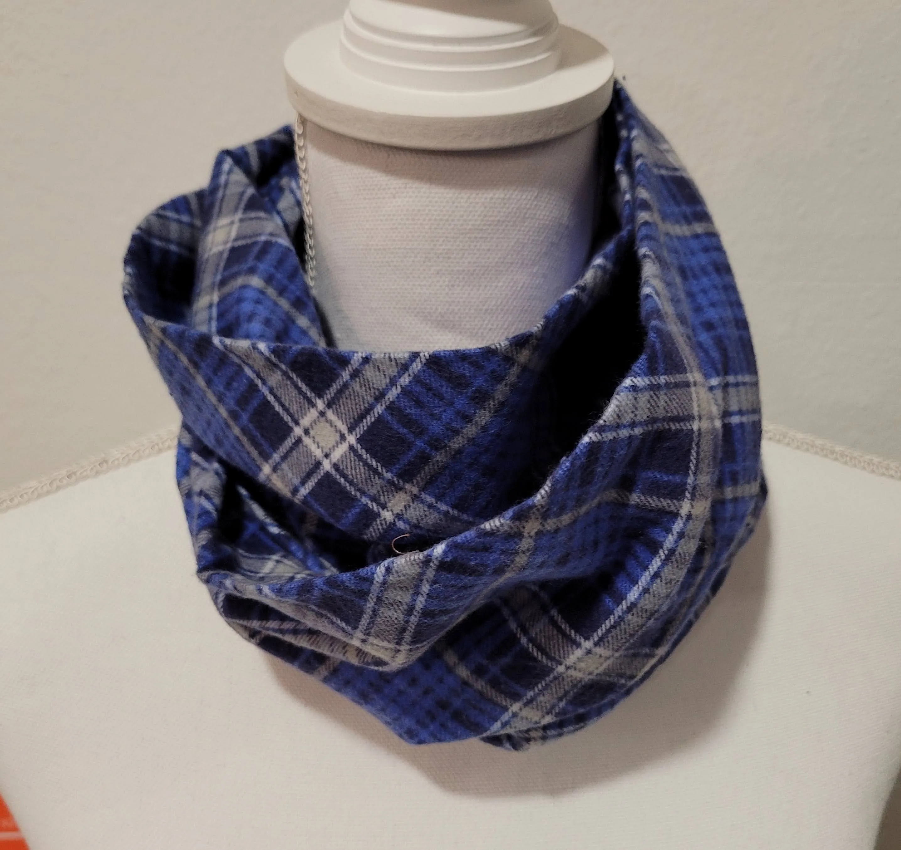 Blue Plaid Flannel Scarf