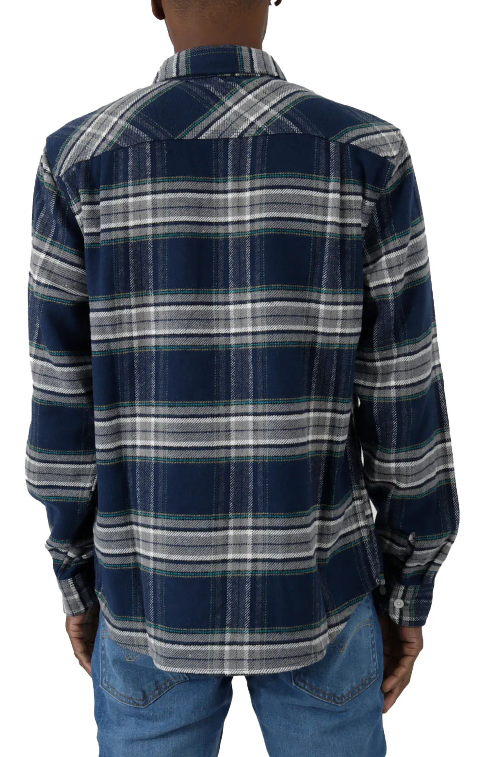 Brixton Bowery Long Sleeve Flannel - Moonlit Ocean and Grey