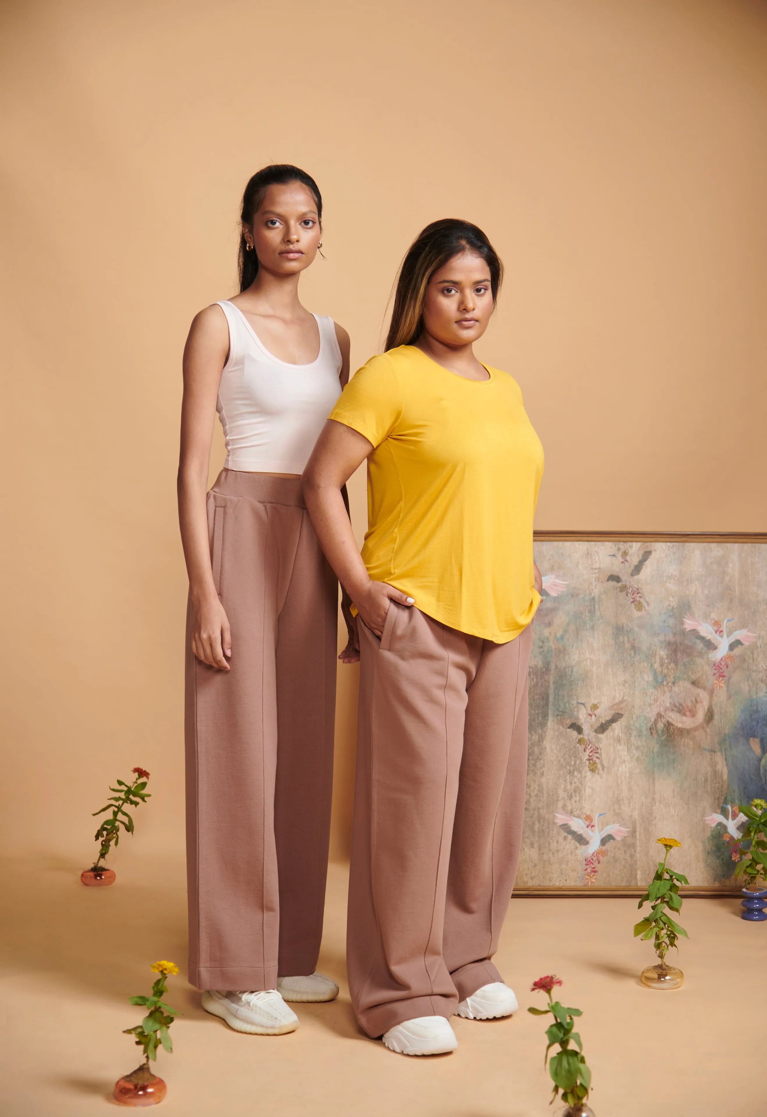 Brown Terry Travel Set With Yellow Top