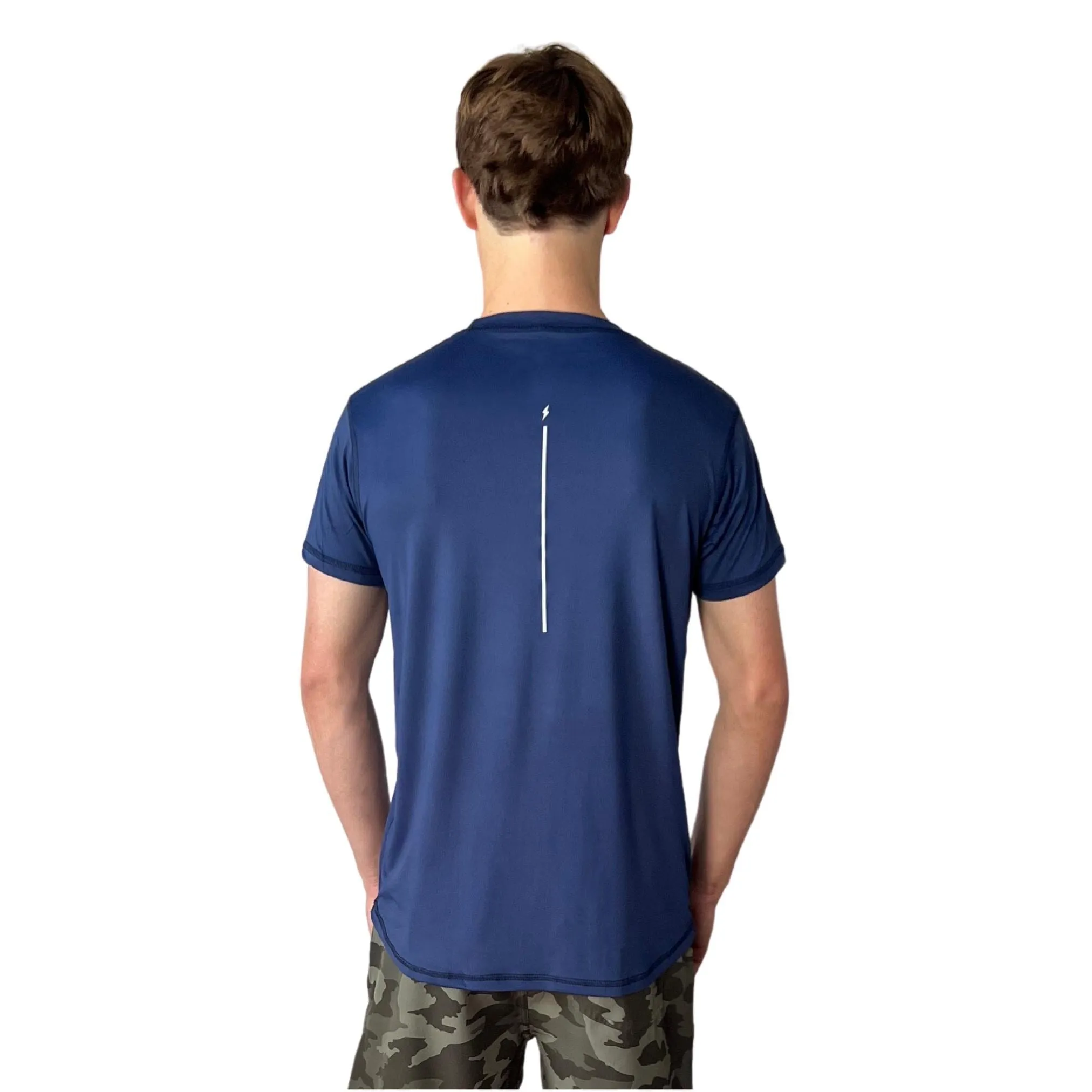 BRUCE BOLT Short Sleeve Performance T-Shirt with Reflective Bolt - NAVY