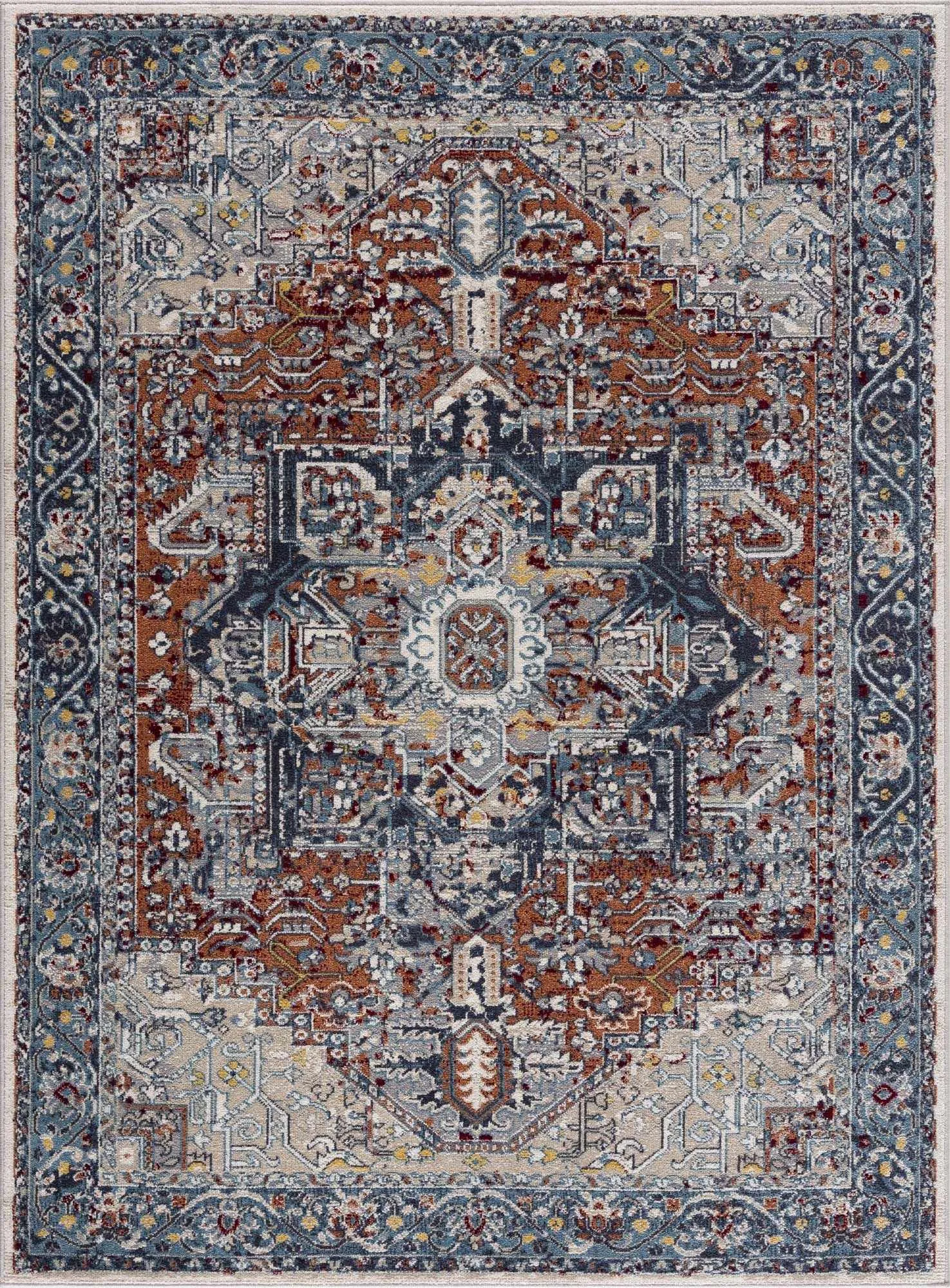 Cabacungan Blue & Rust Washable Area Rug