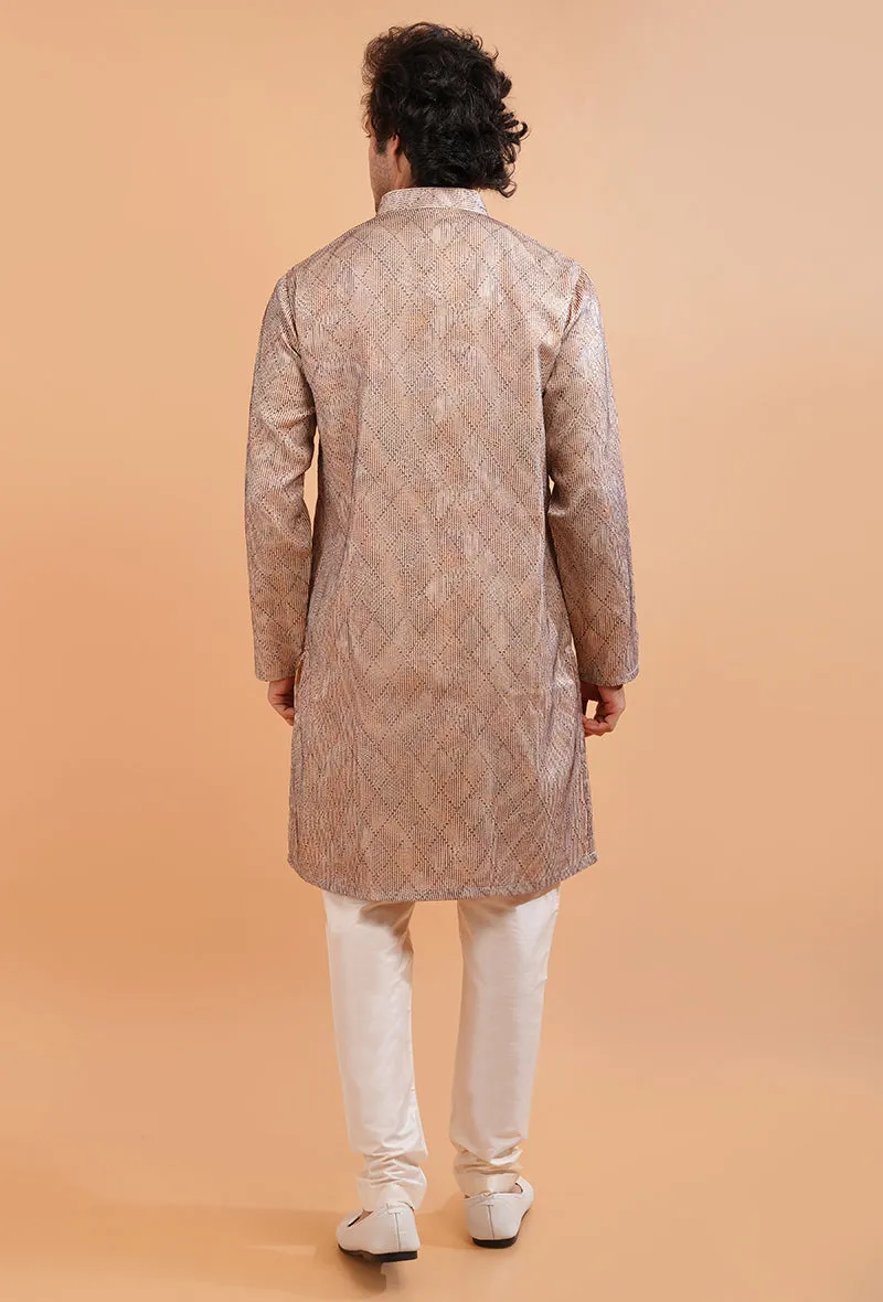 Cream & Brown Kurta Pajama | TULA