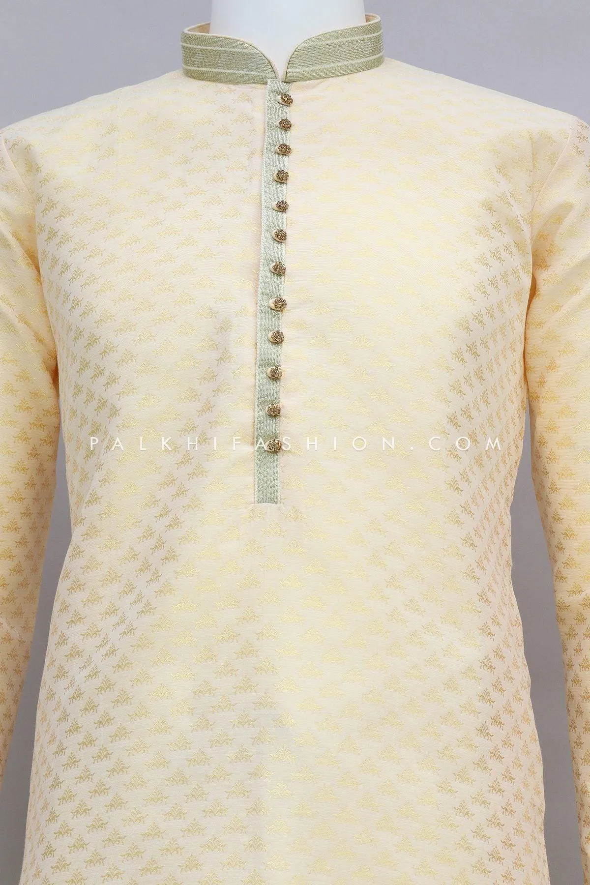 Cream Embroidery Work Men's Kurta Pajama
