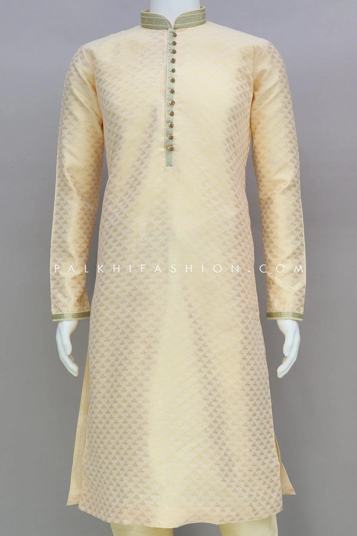 Cream Embroidery Work Men's Kurta Pajama