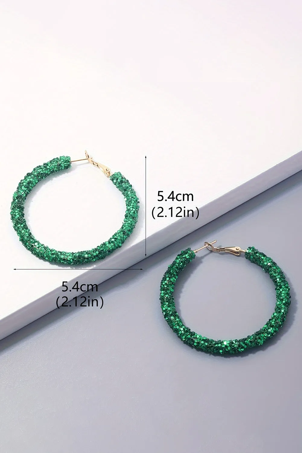 Dark Green Sequin Hoop Earrings