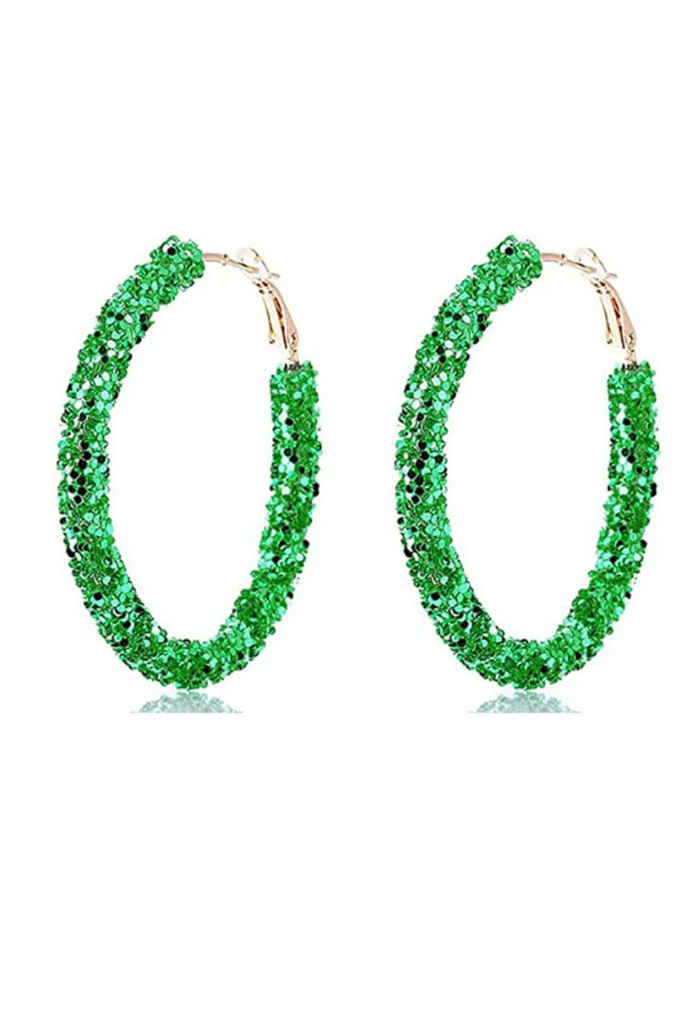 Dark Green Sequin Hoop Earrings