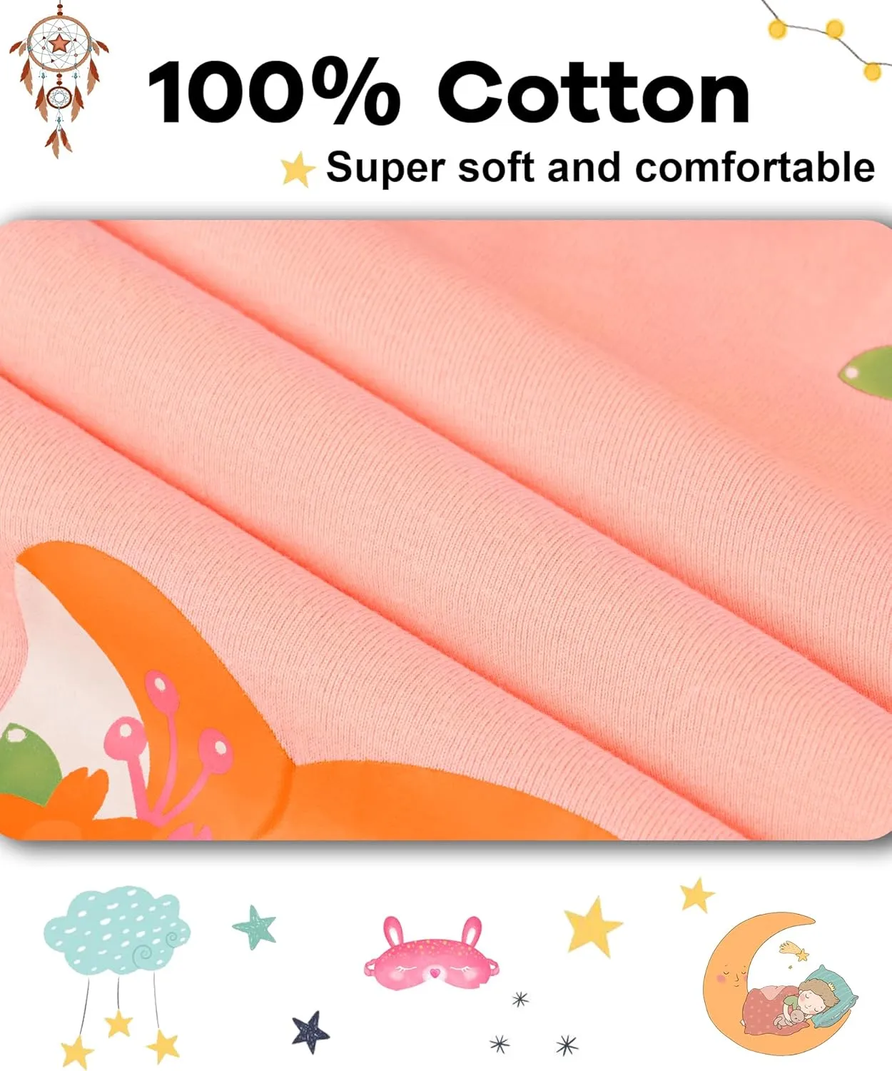 DAUGHTER QUEEN Girls 4 Pieces Cotton Pajamas Size 18 Months-12 Years