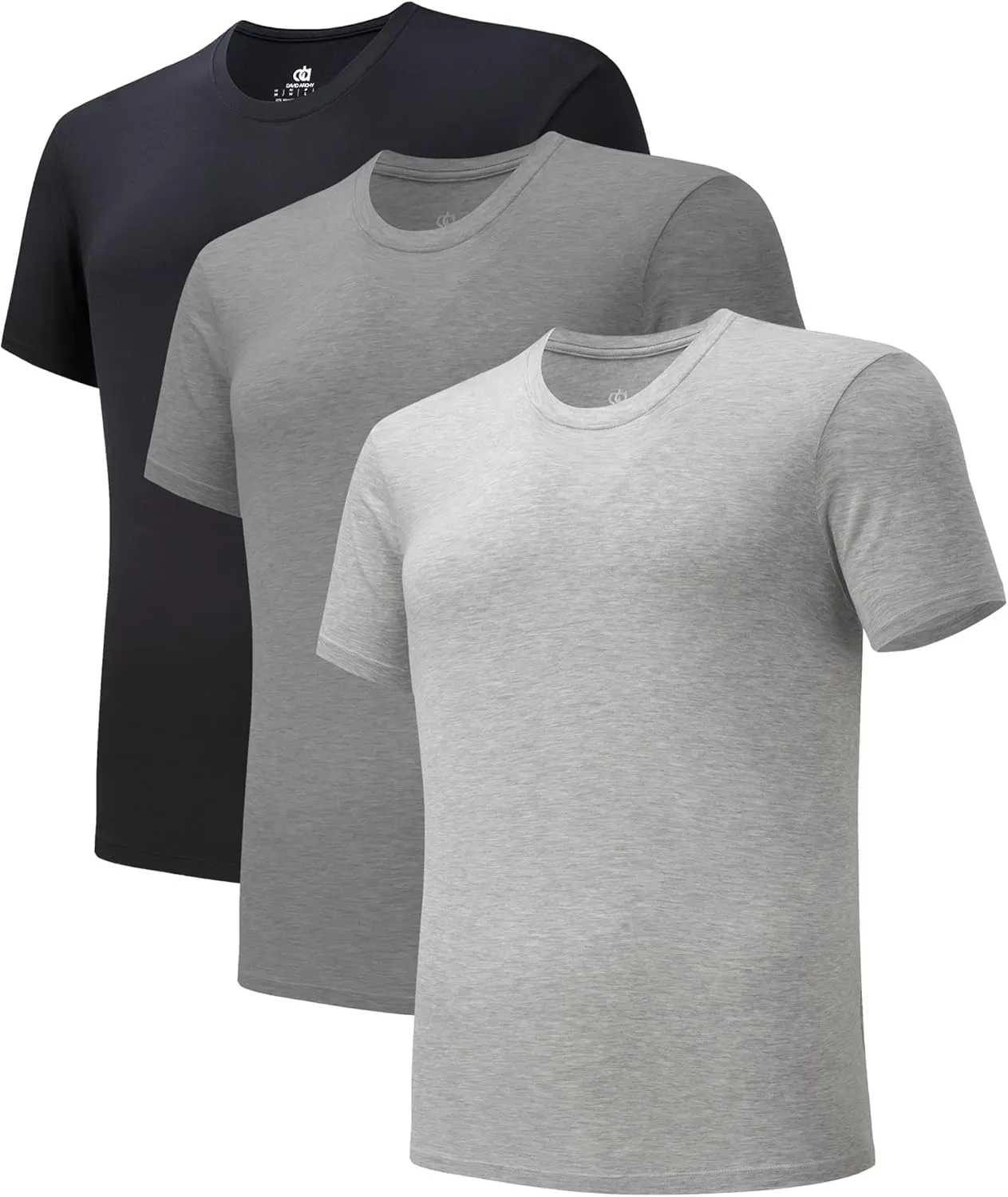 DAVID ARCHY Men's Undershirt Bamboo Rayon Moisture-Wicking Crewneck T-Shirts Stretch Tees for Men, 3 or 5 Pack