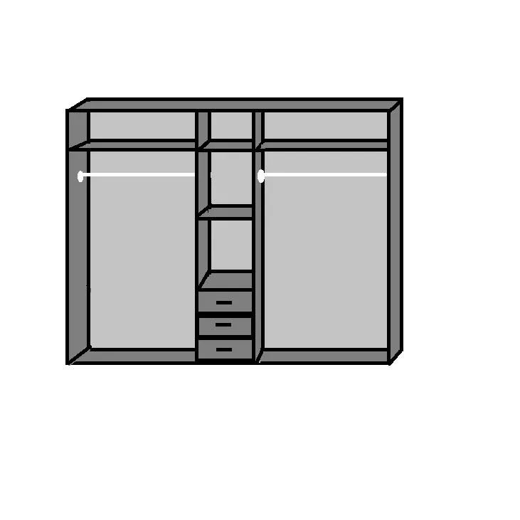 ELI 5 Doors 3 Drawers Mirrored Wardrobe White