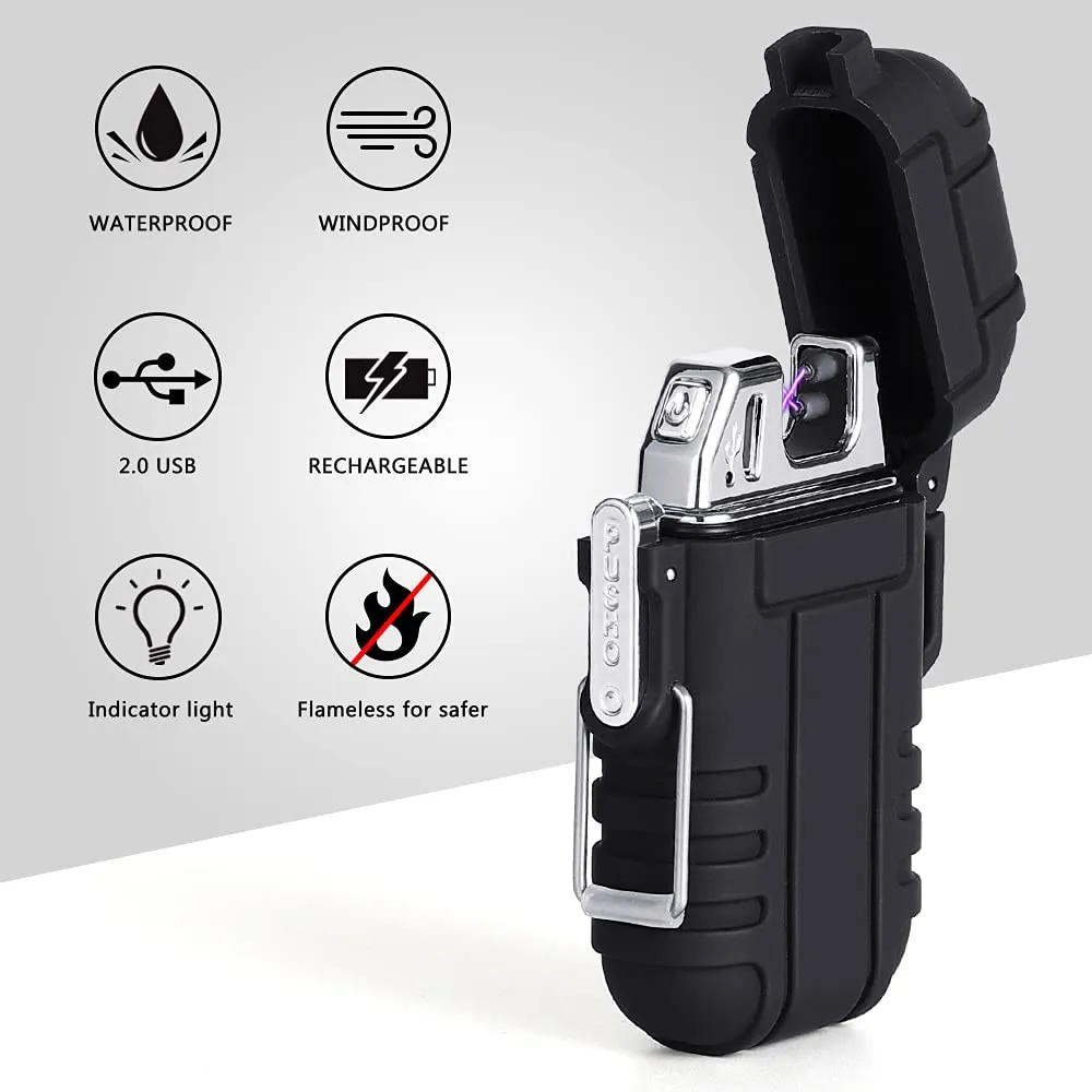 Explorer Military Print Flameless Double ARC Rechargeable Waterproof Pocket Size Lighter | Windproof, Alloy Resin Made( Green)
