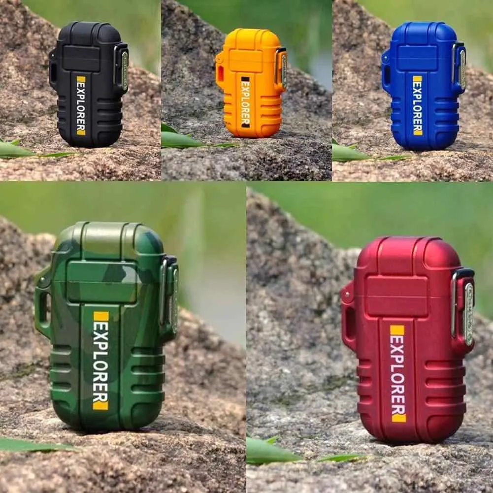 Explorer Military Print Flameless Double ARC Rechargeable Waterproof Pocket Size Lighter | Windproof, Alloy Resin Made( Green)