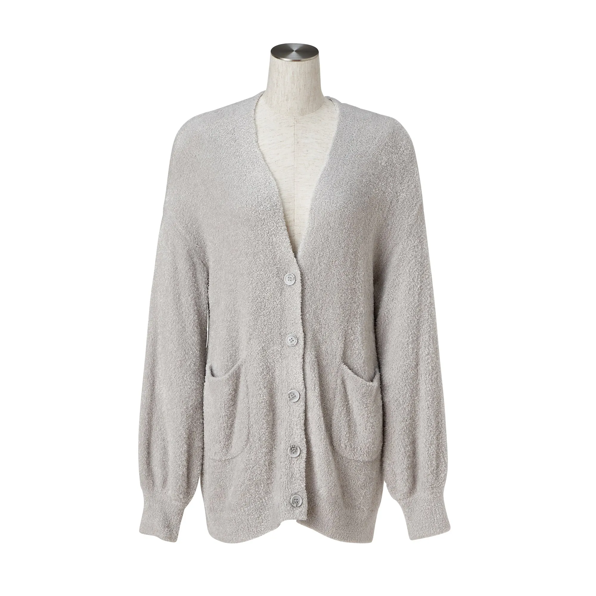 Feather Knit Cardigan Light Gray