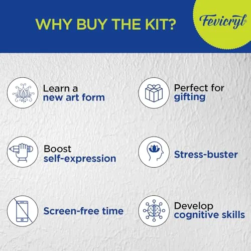 Fevicryl Lippan Art Kit: Complete DIY Set, Includes Wooden Boards, Acrylic Paints, Mirror Packets, Brushes, OHP Sheets, Mouldit, and Glue! Ideal for hobbyists, Boys, Girls Above 14 