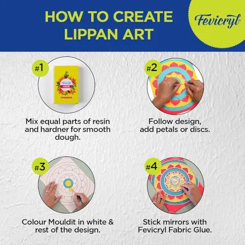 Fevicryl Lippan Art Kit: Complete DIY Set, Includes Wooden Boards, Acrylic Paints, Mirror Packets, Brushes, OHP Sheets, Mouldit, and Glue! Ideal for hobbyists, Boys, Girls Above 14 