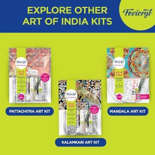 Fevicryl Lippan Art Kit: Complete DIY Set, Includes Wooden Boards, Acrylic Paints, Mirror Packets, Brushes, OHP Sheets, Mouldit, and Glue! Ideal for hobbyists, Boys, Girls Above 14 