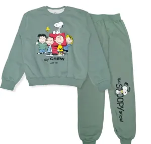 Girls Melton Pajama - Snoopy - Light Green