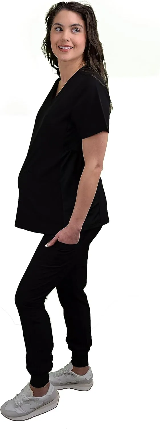 Green Town Scrubs for Women - Maternity V-Neck Scrub Top, 2 Pockets, Lightweight, Stretch Fabric, Easy Care