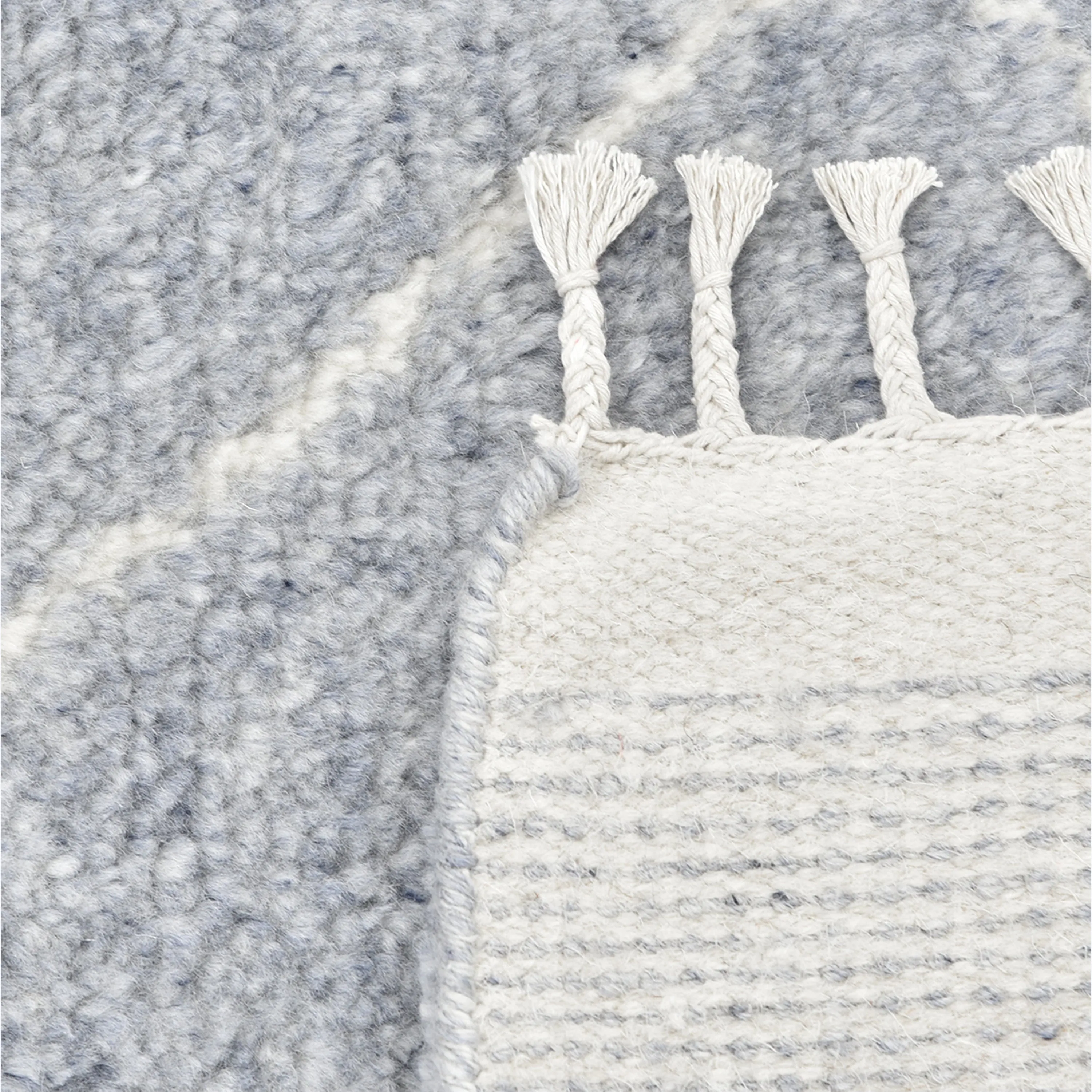 Grey Moroccan Wool Cotton Blend Rug