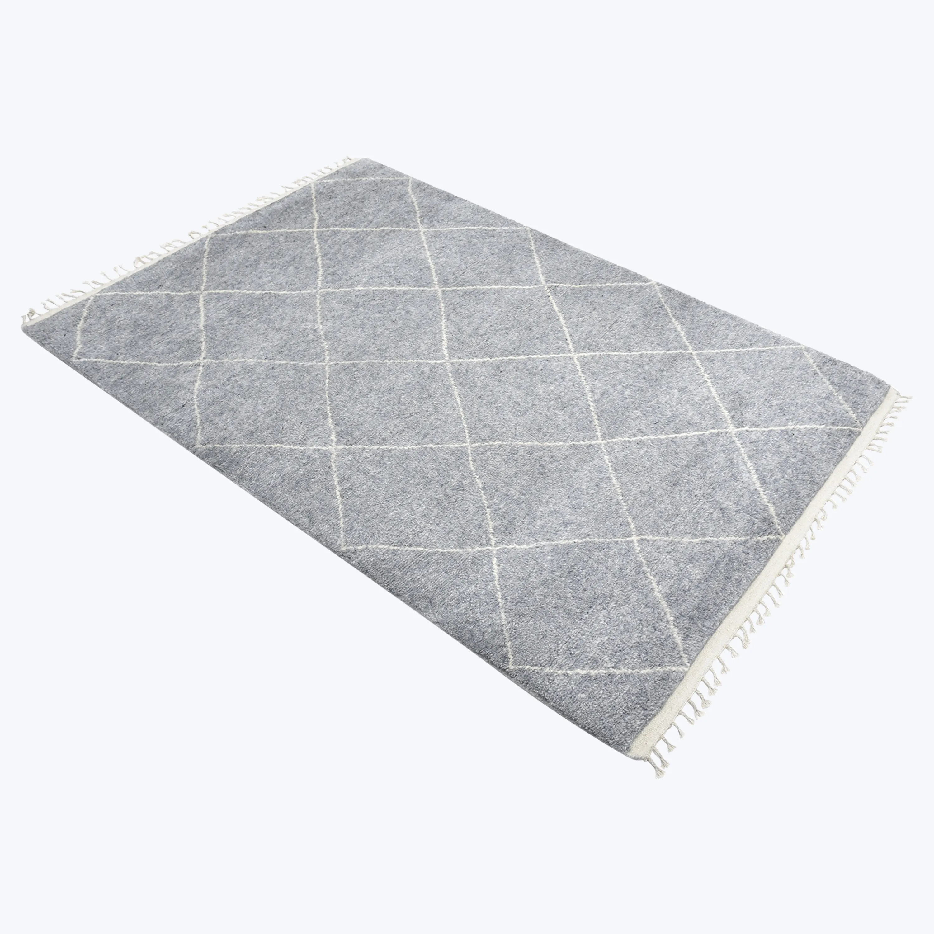Grey Moroccan Wool Cotton Blend Rug