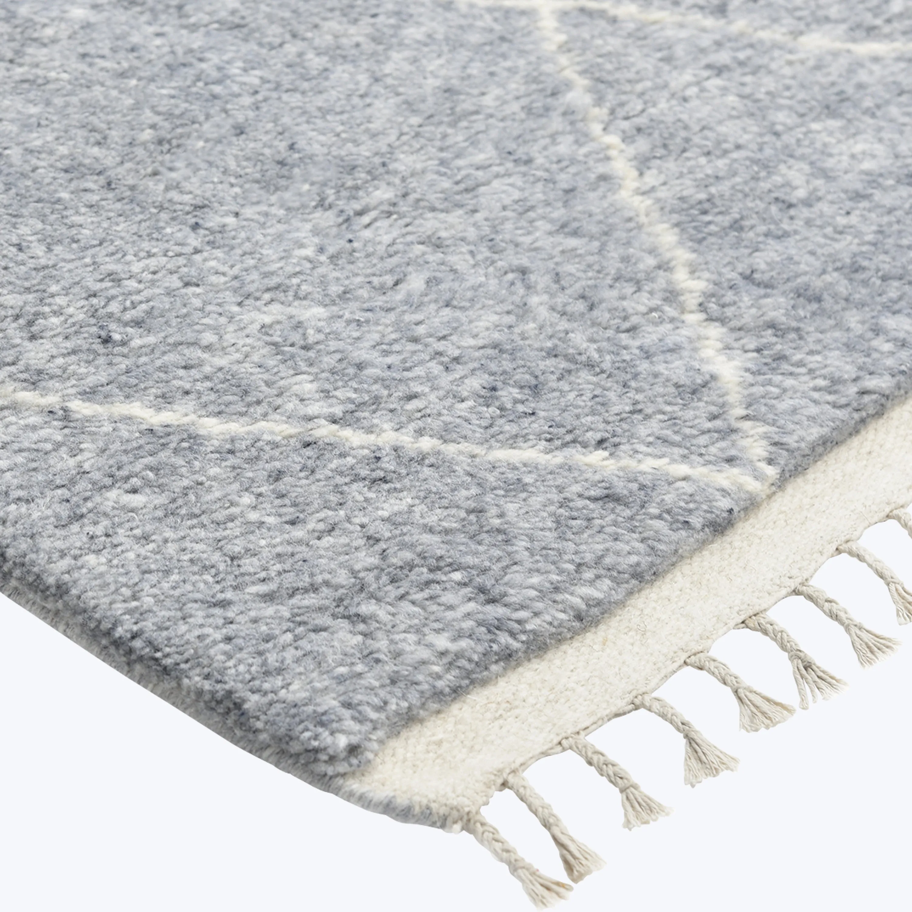 Grey Moroccan Wool Cotton Blend Rug