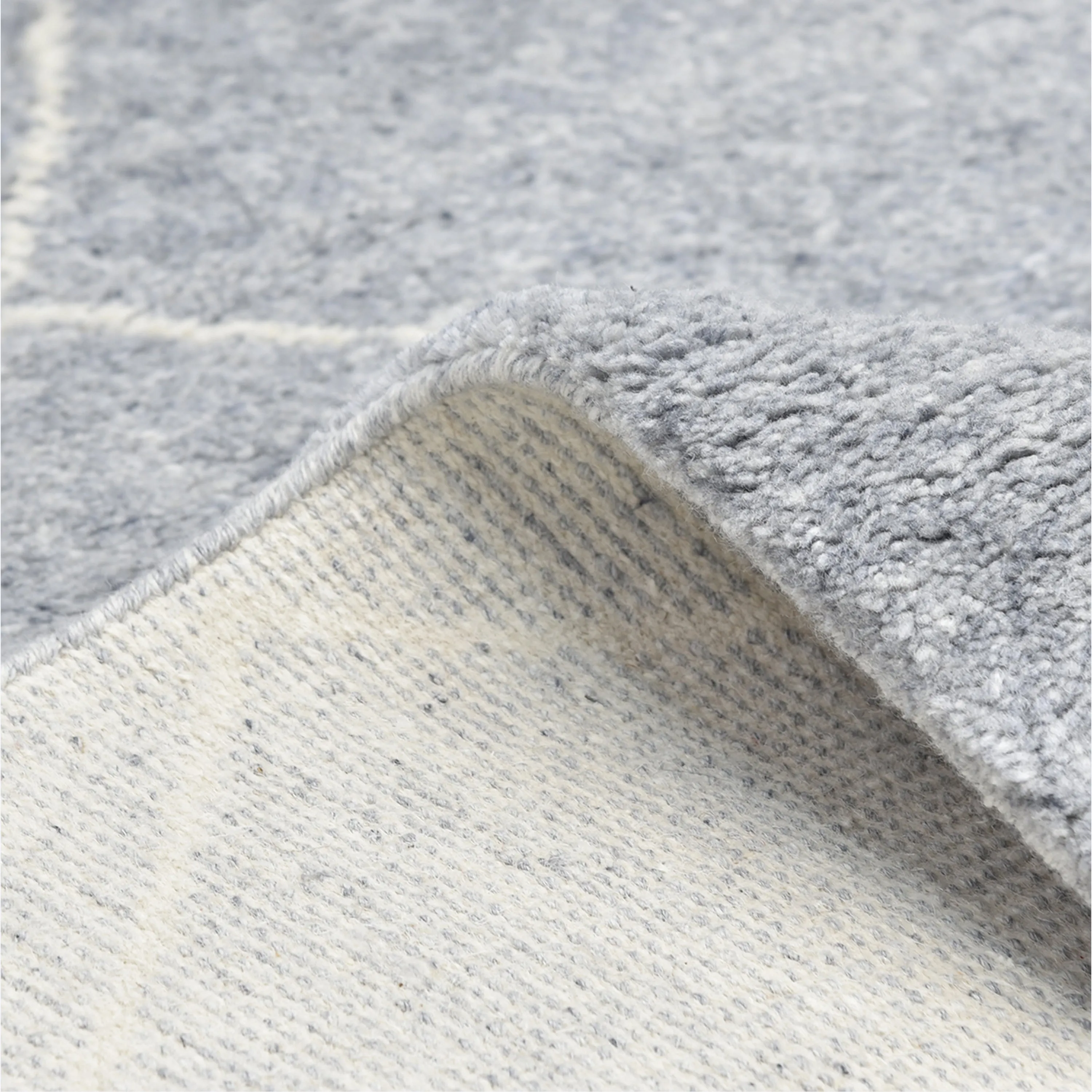 Grey Moroccan Wool Cotton Blend Rug