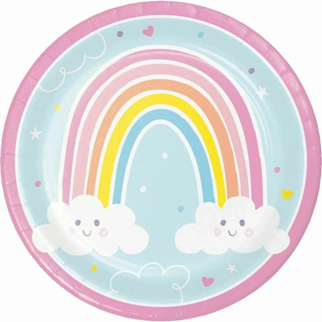 Happy Rainbow Dinner Plates 8ct, 9in