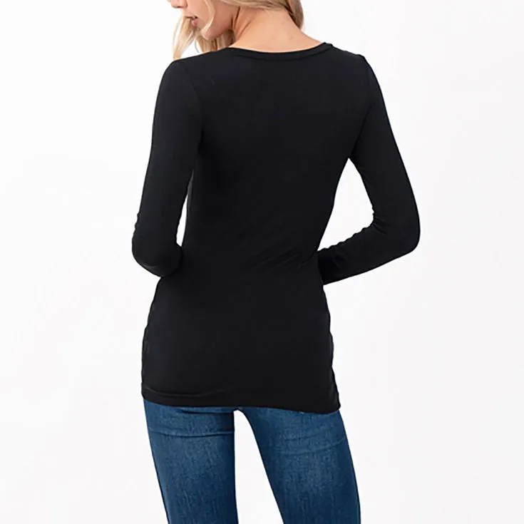 Heimious Long Sleeve Black Top
