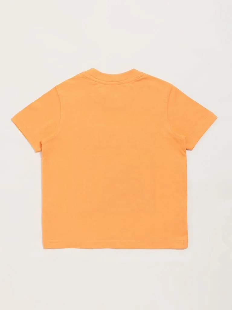HOP Kids Orange Embroidered T-Shirt