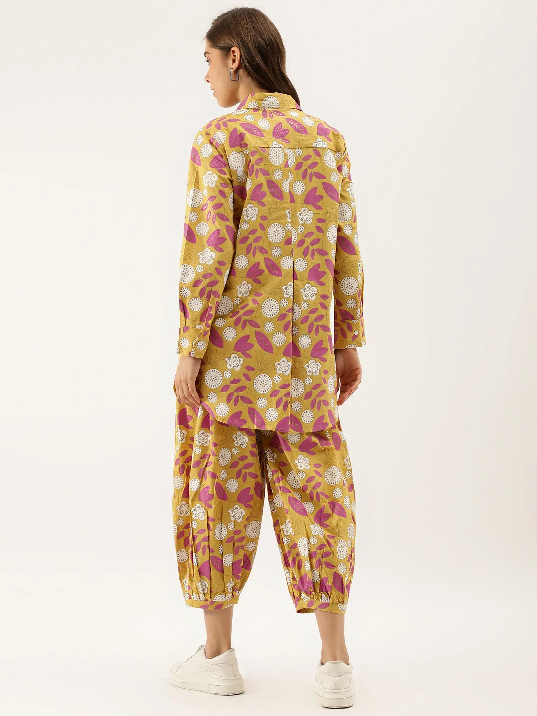 Jashvi Mustard Floral Print Cotton Co-ord Set