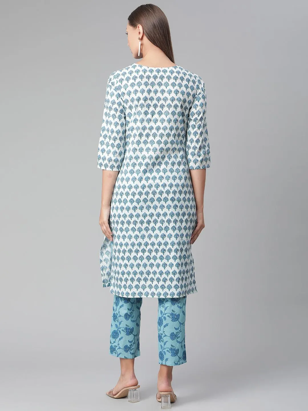 Jashvi White Cotton Kurta Pant set
