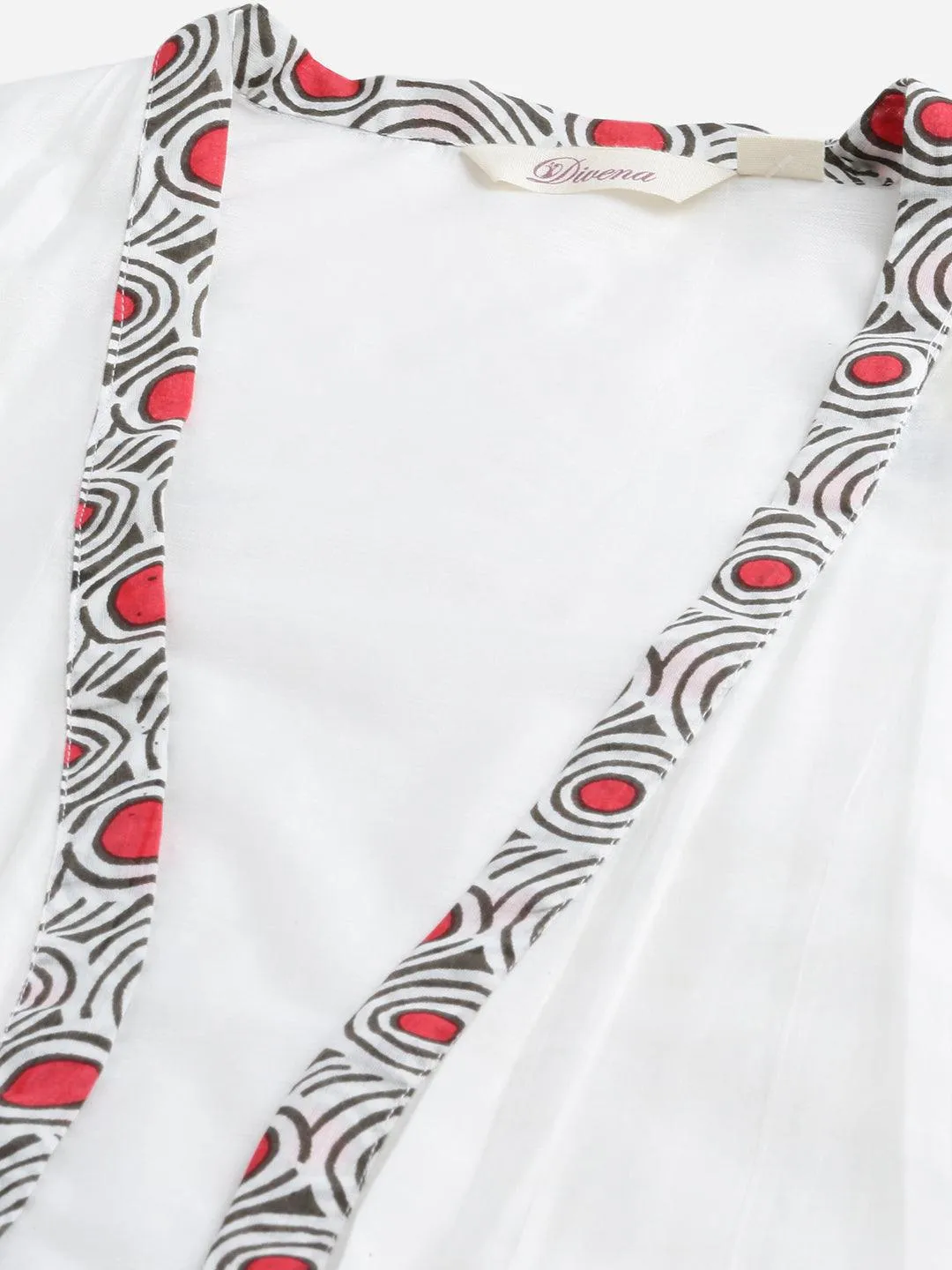 Jashvi White Floral Kurta Pant Set with Chanderi Shurg
