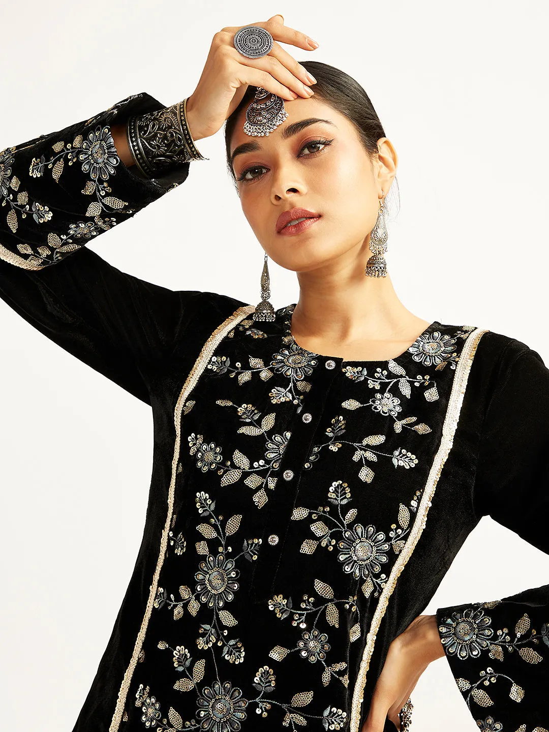 Jashvi Women's Black Kurta Set
