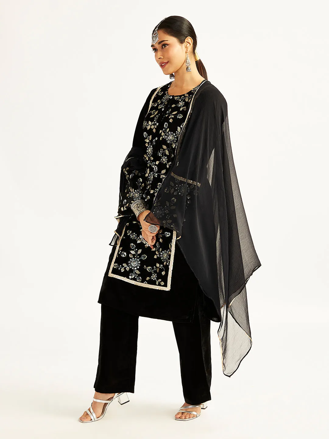 Jashvi Women's Black Kurta Set