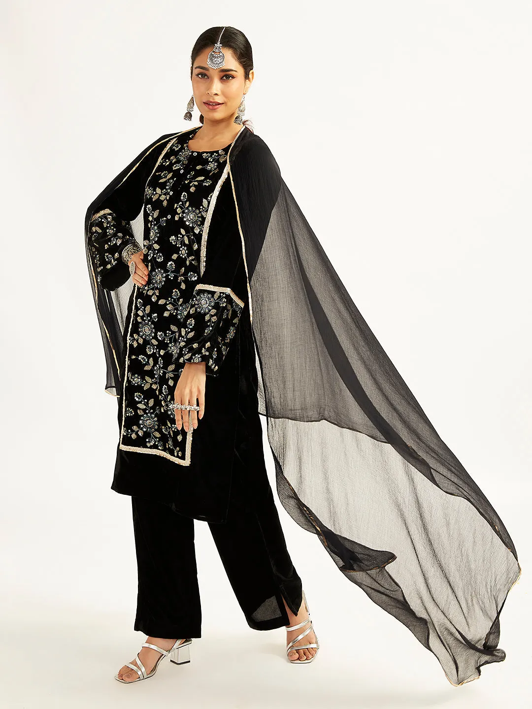 Jashvi Women's Black Kurta Set