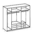 JOPE 5 Doors 6 Drawers Mirrored Wardrobe White Grey