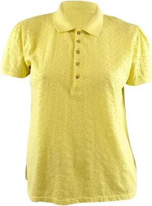 Lauren Ralph Lauren Women's Plus Embroidered Polo Shirt (2X, Yellow)
