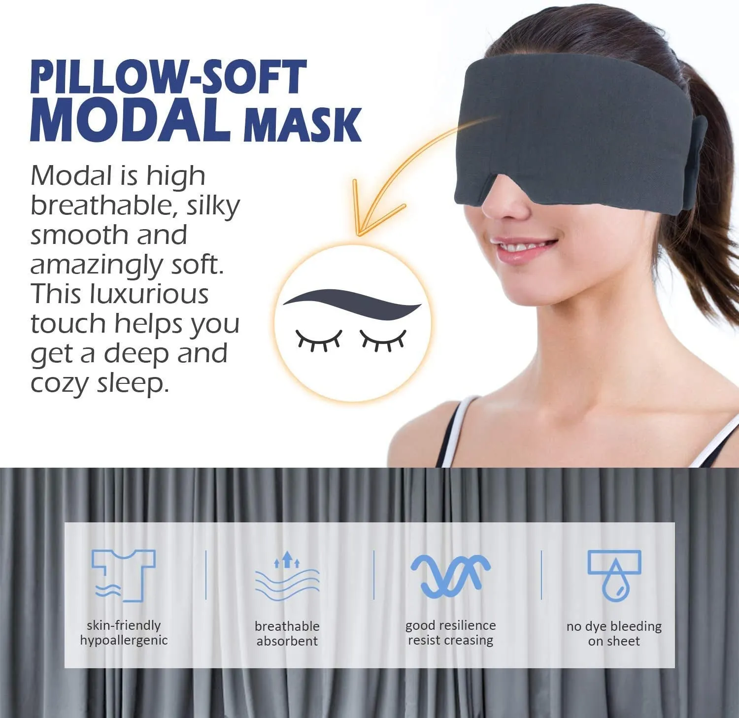 Mavogel 2019 New Sleep Eye Mask - Skin Friendly Modal Material & Light Blocking Sleeping Mask for Home/Flight/Shift Work, 100% Handmade, Fully Adjustable Strap, Full Eye Covers for Women/Men Sleeping