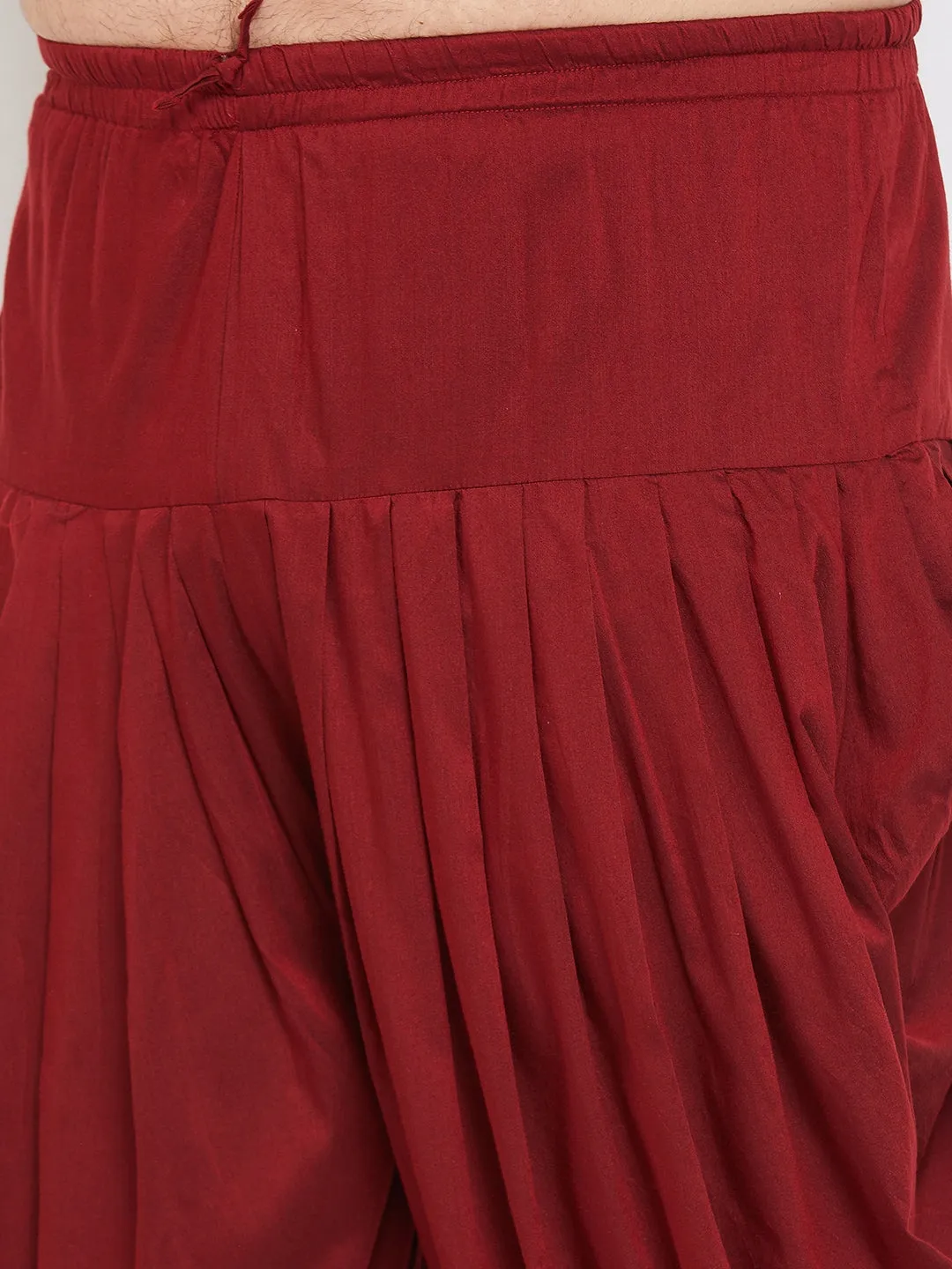 Men's Plus Navy Blue And Maroon Silk Blend Kurta And Dhoti Set - Vastramay