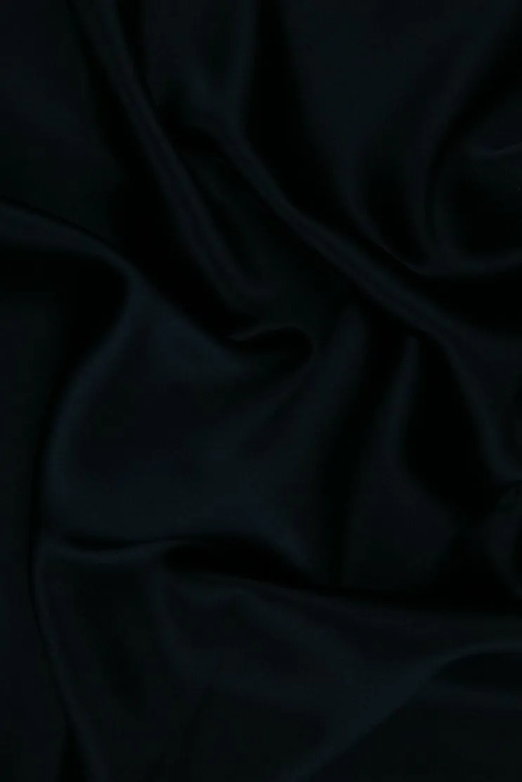 Midnight Navy Silk Crepe Back Satin Fabric