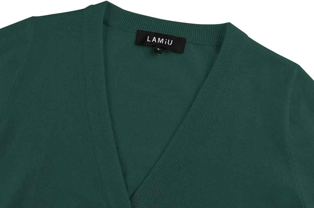 MINTLIMIT Women's Cropped Shrug Bolero 3/4 Sleeve Button Down Cardigan Sweater