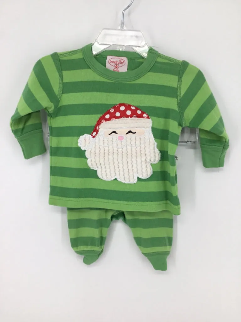 Mudpie Child Size 0-6 Months Green Christmas Pajamas