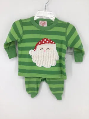 Mudpie Child Size 0-6 Months Green Christmas Pajamas
